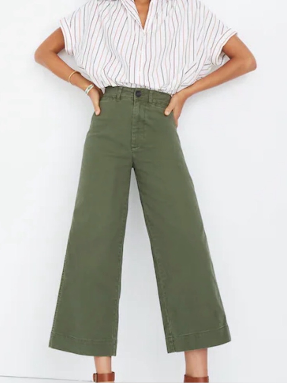 Madewell Emmett Wide Leg Crop Pants Palm Tree Green women’s size 27